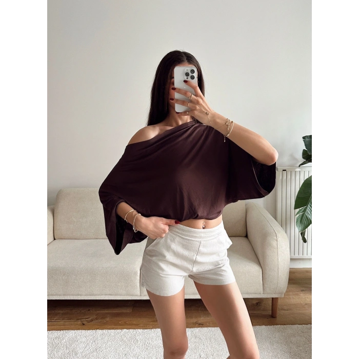 Yarasa Oversize Bluz - KAHVE
