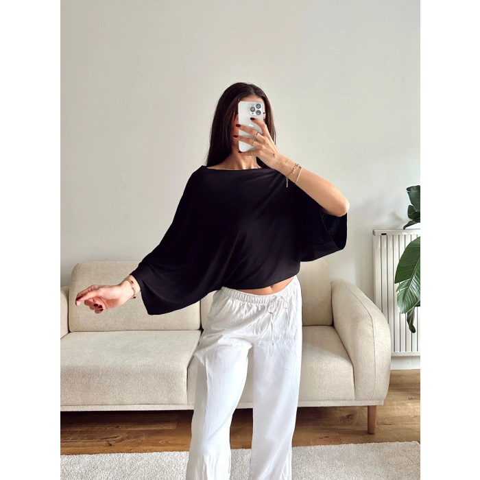 Yarasa Oversize Bluz - SİYAH