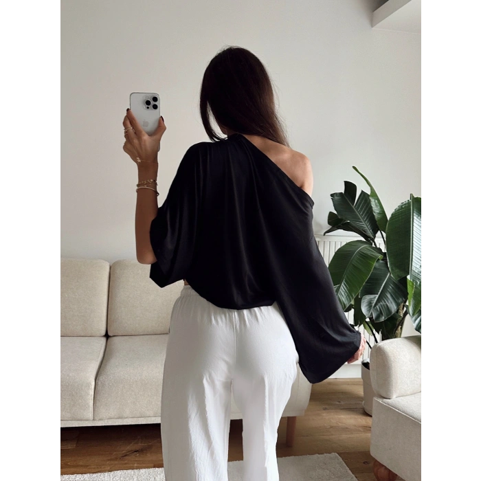 Yarasa Oversize Bluz - SİYAH