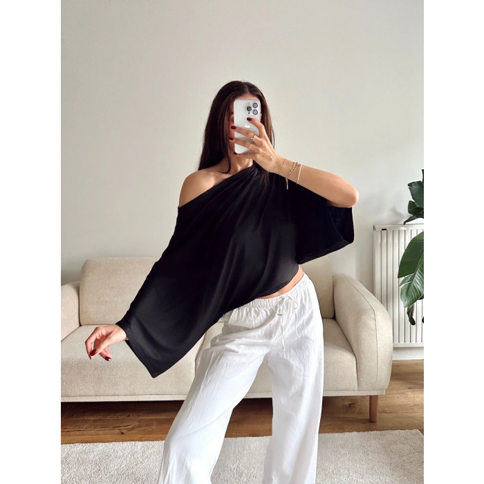 Yarasa Oversize Bluz - SİYAH