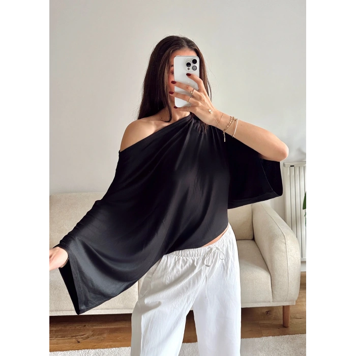 Yarasa Oversize Bluz - SİYAH
