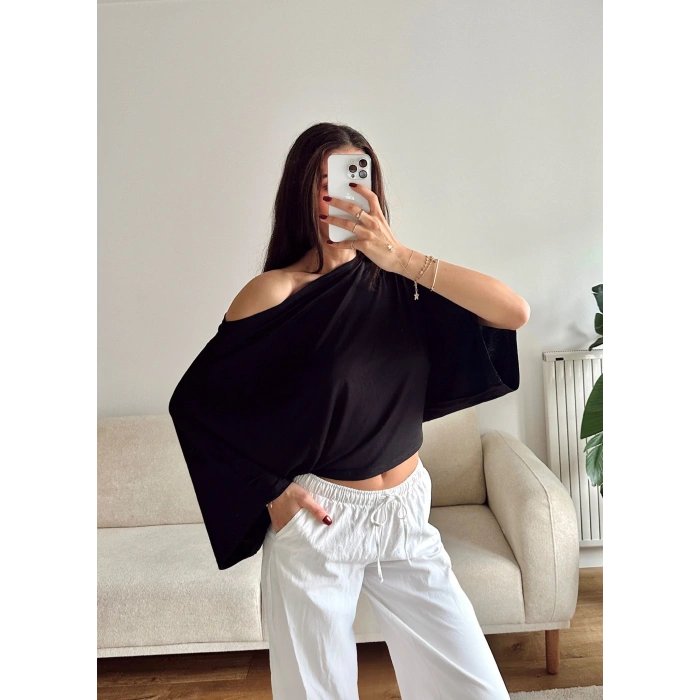Yarasa Oversize Bluz - SİYAH