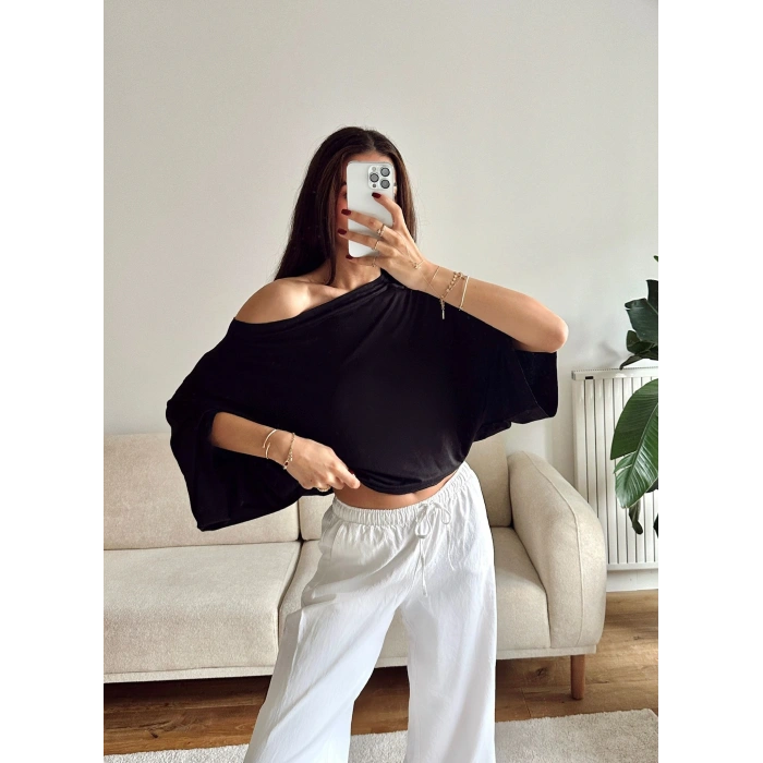 Yarasa Oversize Bluz - SİYAH
