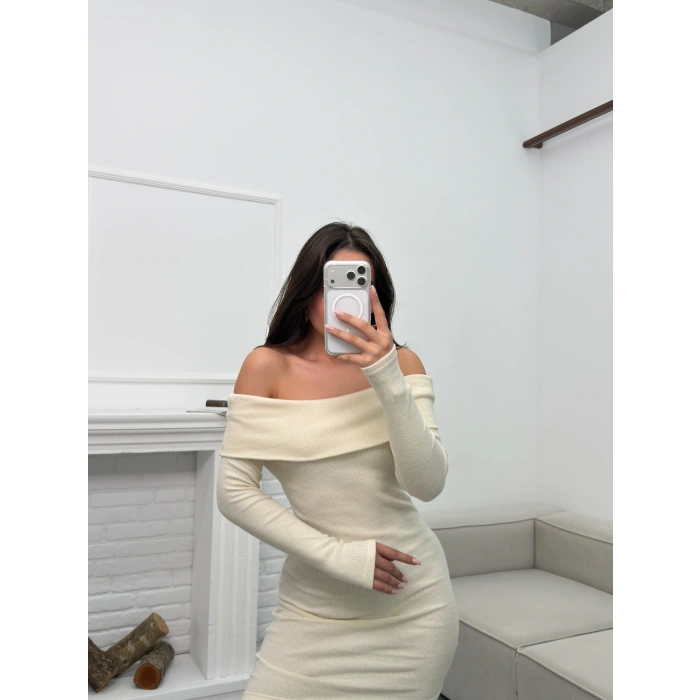 Yumoş Madonna Elbise - EKRU