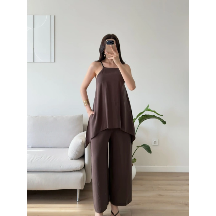 ZR Premium Askılı Tulum - KAHVE