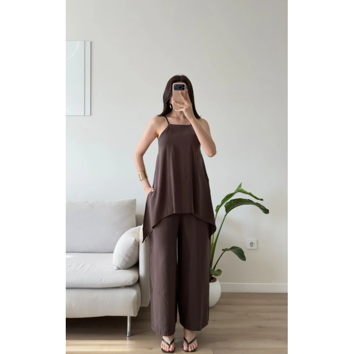 ZR Premium Askılı Tulum - KAHVE