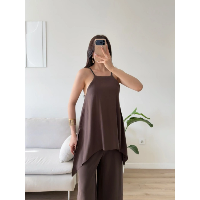 ZR Premium Askılı Tulum - KAHVE