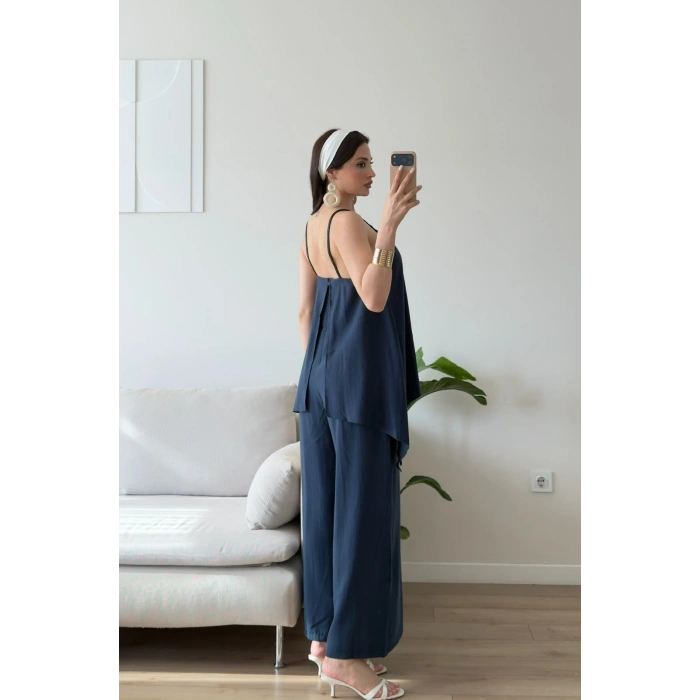 ZR Premium Askılı Tulum - LACİVERT