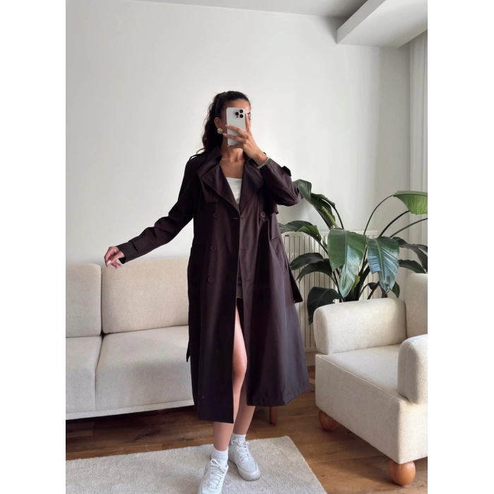 ZR Yaka Detay Trençkot - KAHVE