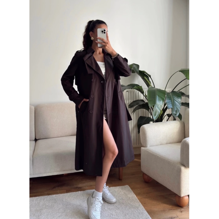 ZR Yaka Detay Trençkot - KAHVE