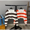 Polo Yaka Çizgili Sweat - KAHVEBEYAZ
