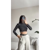 Çizgili Crop Bluz
