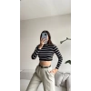 Çizgili Crop Bluz