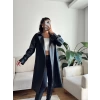 Kuşaklı Oversize Deri Trençkot