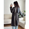 Kuşaklı Oversize Deri Trençkot