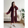 Şal Yaka Uzun Triko Hırka - BORDO