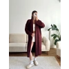 Şal Yaka Uzun Triko Hırka - BORDO
