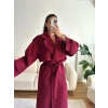 Beli Kuşaklı Kaşe Kaban - BORDO