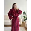 Beli Kuşaklı Kaşe Kaban - BORDO