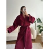 Beli Kuşaklı Kaşe Kaban - BORDO