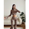Leopar Yüksek Bel Flare Takım