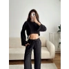 Salaş Crop & Pantolon Takım - SİYAH