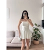 Eteği Volan Şortlu Elbise - BEYAZ