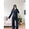 Çift Fermuarlı Denim Takım