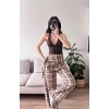 Bel Fular Ekose Pantolon - KAHVE