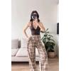 Bel Fular Ekose Pantolon - KAHVE