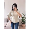Sırt Bağcıklı Oversize Tshirt - BEJ