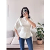 Sırt Bağcıklı Oversize Tshirt - BEYAZ