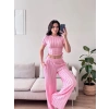 Yan Büzgü Pantolon Takım - PEMBE
