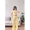 Yan Büzgü Pantolon Takım - SARI