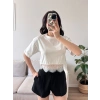 Eteği Dantel Crop T-shirt - BEYAZ