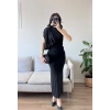 Tek Omuz Drapeli Elbise - SİYAH