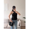 Halter Yaka Aksesuar Detaylı Bluz - SİYAH