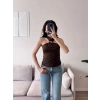 Halter Yaka Aksesuar Detaylı Bluz - KAHVE