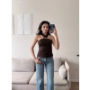 Halter Yaka Aksesuar Detaylı Bluz - KAHVE