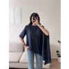 Oversize Asimetrik Yazlık Panço Bluz- LACİVERT