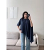 Oversize Asimetrik Yazlık Panço Bluz- LACİVERT