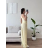 Tek Omuz Crop & Pantolon Takım -  SARI