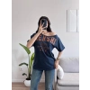 Kayık Yaka Mershi Tshirt - LACİVERT