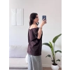 Düşük Omuz Oversize Tshirt - KAHVE