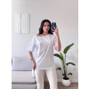 Kayık Yaka Oversize Tshirt - BEYAZ