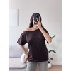 Kayık Yaka Oversize Tshirt - KAHVE