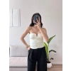 V Yaka Büstiyer Crop - BEYAZ