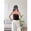 V Yaka Büstiyer Crop - KAHVE
