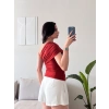 Tek Omuz Büzgülü Bluz - KIRMIZI