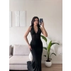 Bel Korse Maxi Elbise - SİYAH